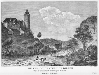 IIIe vue du château de Birseck dans la principauté-évêché de Bâle. Gravure sur cuivre par Jean Danbrun d
